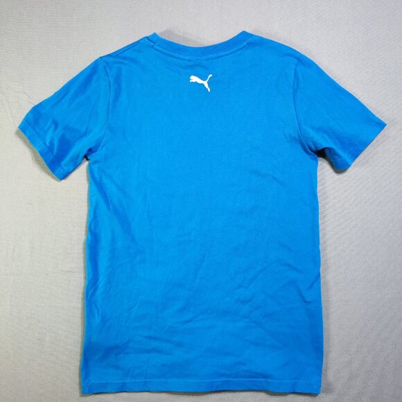 Puma short sleeve T-shirt boys size M (10-12) blue with silver and white graphic - Picture 3 of 10